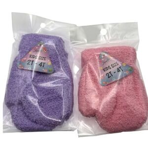 Kids Mittens Gloves Size 2T 4T Plush Fuzzy‎ Winter Warm Mitten Set Purple Pink